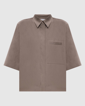 Peserico Коричневая рубашка с цепочкой мониль A0685001979