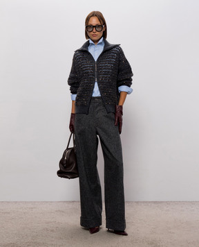 Brunello Cucinelli Синий ажурный кардиган с пайетками MGO378806