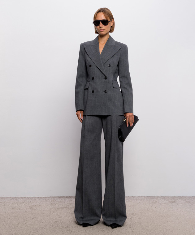 Ermanno Scervino Сірі штани-кльош з вовною у візерунок D496P301YAX зображення 2