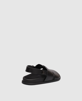 Dolce&Gabbana Чорні шкіряні сандалі з монограмою логотипа A80571A0118
