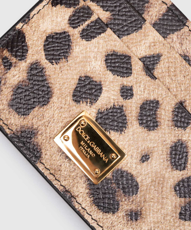 Dolce&Gabbana Коричневий шкіряний картхолдер Dauphine в леопардовий принт BI0330AX566 зображення 3