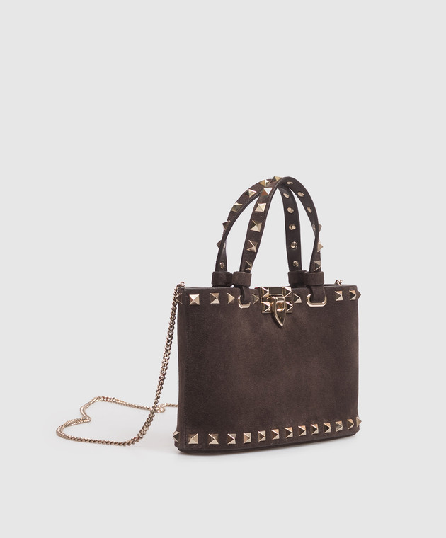 Valentino Замшевая коричневая сумка Rockstud 9W2P0AT0KQQ изображение 5