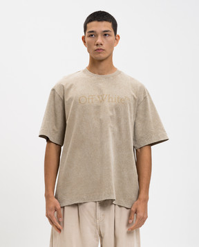 Off-White Футболка Laundry кольору хакі з принтом логотипа 44MAA120F5J00O