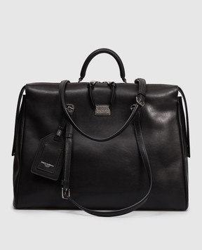 Dolce&Gabbana Чорна шкірна дорожня сумка Vittoria з логотипом BM7825AH850
