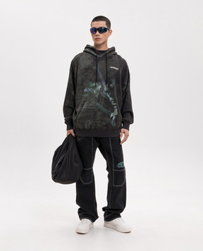 Off-White Худі кольору хакі в принт Dark Caravaggio 44MBB085S26F00D