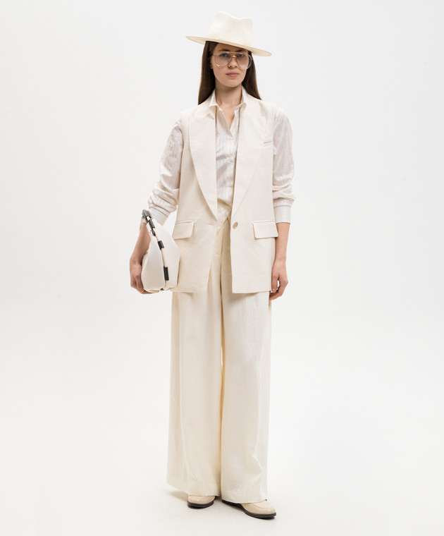 Peserico Жилет з льону кольору айворі S0304002606 зображення 2