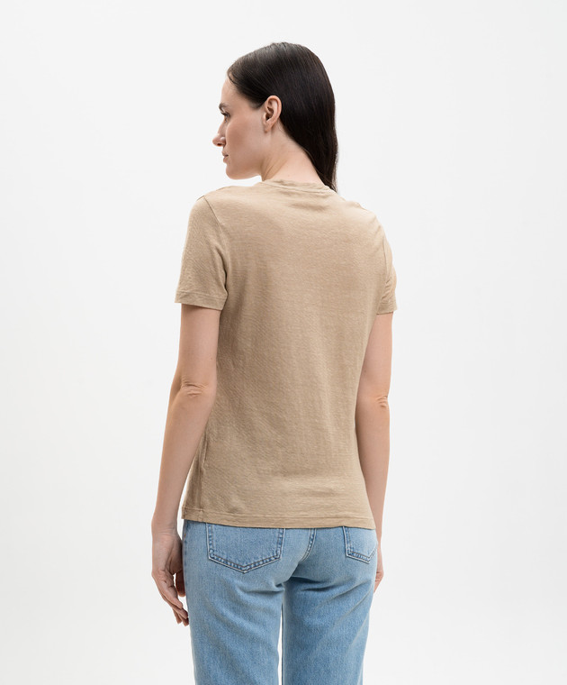 Solotre Бежевая футболка с леном M1AB0132 изображение 4
