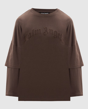 Palm Angels Коричневий лонгслів з логотипом PMAB05KS26JER001