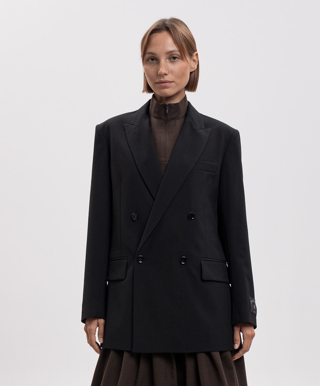 Maison Margiela MM6 Черный двубортный жакет с шерстью S52BN0160M36020 изображение 3