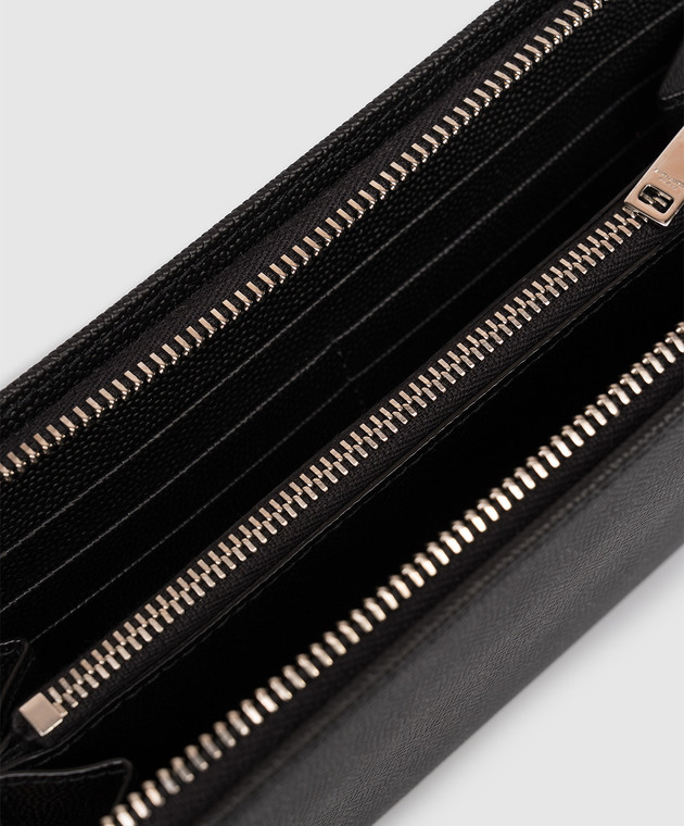 Saint Laurent Чорний шкіряний гаманець з принтом логотипа 534290BTY0N зображення 3