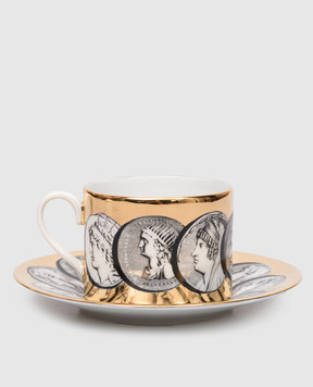 Fornasetti Порцелянова чашка для чаю з блюдцем Cammei P14Z292