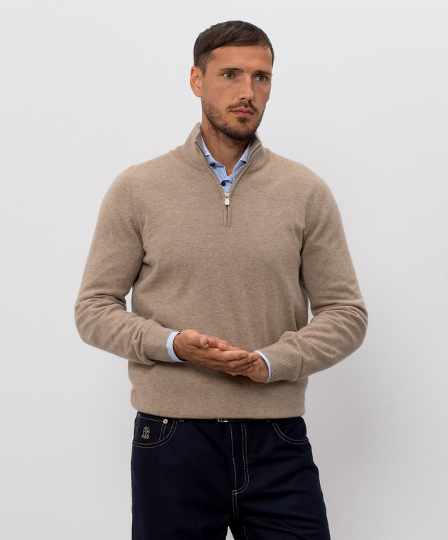 Brunello Cucinelli Бежевий джемпер з кашеміру M2200124 зображення 3