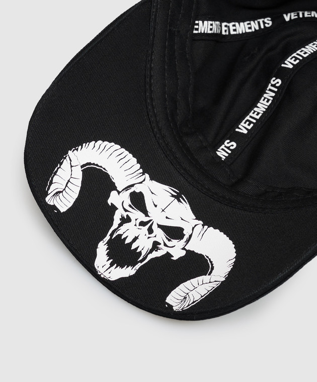 Vetements Чорна кепка з вишивкою логотипа UA66CA140B зображення 4