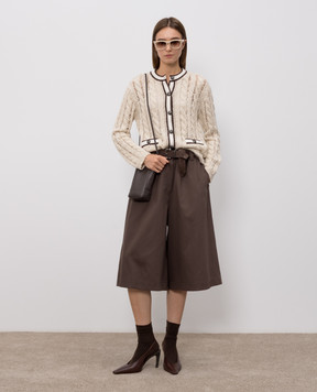 Brunello Cucinelli Бежевий кардиган з вовною та кашеміром MGT352206P