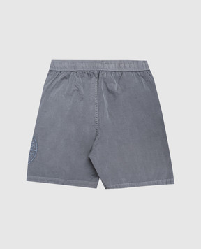 Stone Island Детские синие шорты с вышивкой эмблемы L1S16B100001S004368