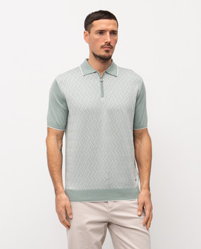 Stefano Ricci Зеленое поло с шелком в узоре K212040P31F26196