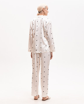 Dore & Rose Піжама кольору айворі в горох із шовку SILKPJSET
