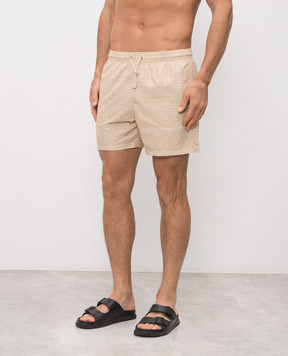 Canali Бежевые шорты для плавания в брендовый принт UA0010293024