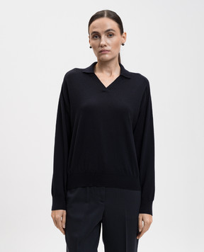 Peserico Синий пуловер из шерсти с воротником-поло S99426F1809770