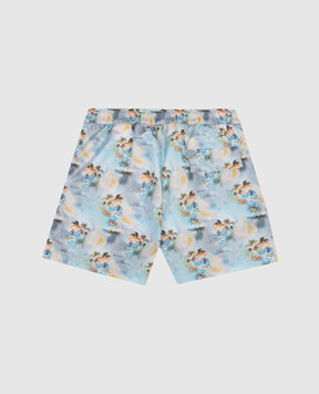 Palm Angels Блакитні шорти для плавання в принт PBFD001S26FAB001