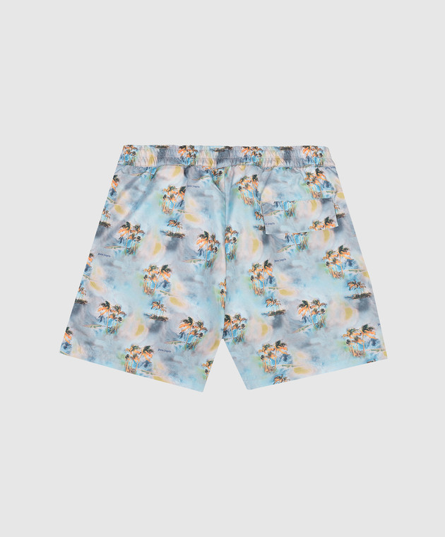Palm Angels Блакитні шорти для плавання в принт PBFD001S26FAB001 зображення 2
