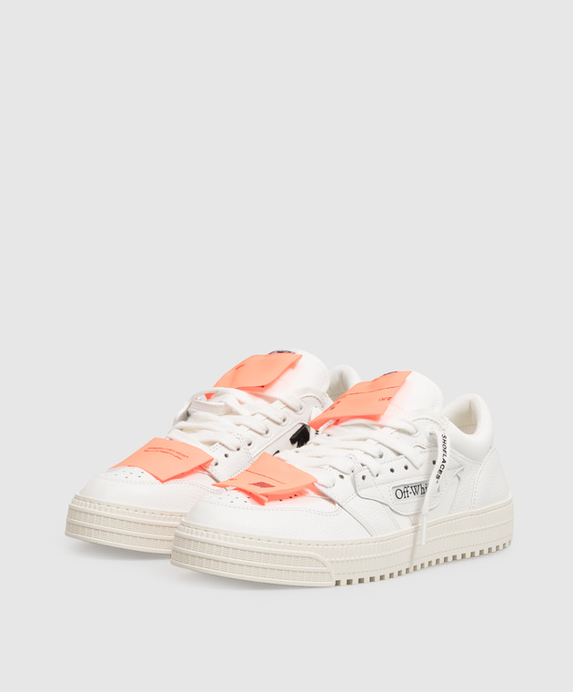 Off-White Белые комбинированные кроссовки 3.0 Court с брендовыми нашивками M29KC9L001 изображение 2