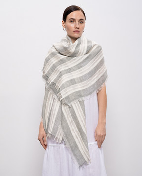 Peserico Сірий шарф з льоном в смужку S31546C0CC827