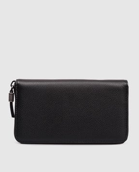 Brunello Cucinelli Чорний шкіряний гаманець з логотипом MWEIM2724