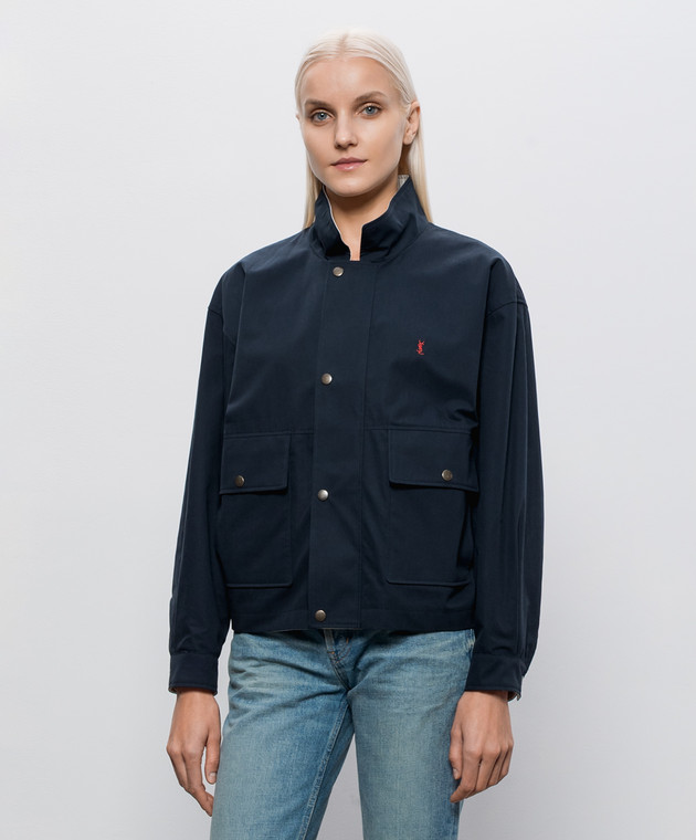 Saint Laurent Двостороння куртка з вишивкою монограми A0001RY6J98 зображення 4
