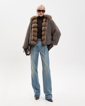 Elpidio Loffredo Коричневая двусторонняя шуба из меха соболя и кашемира ZIB405AH