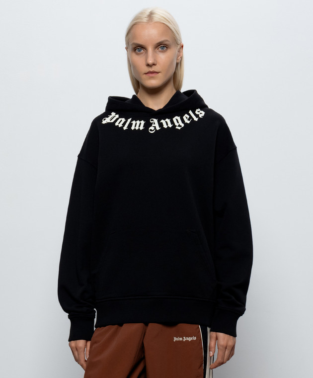 Palm Angels Чорне худі з принтом напису PAMBB003FL001w зображення 2