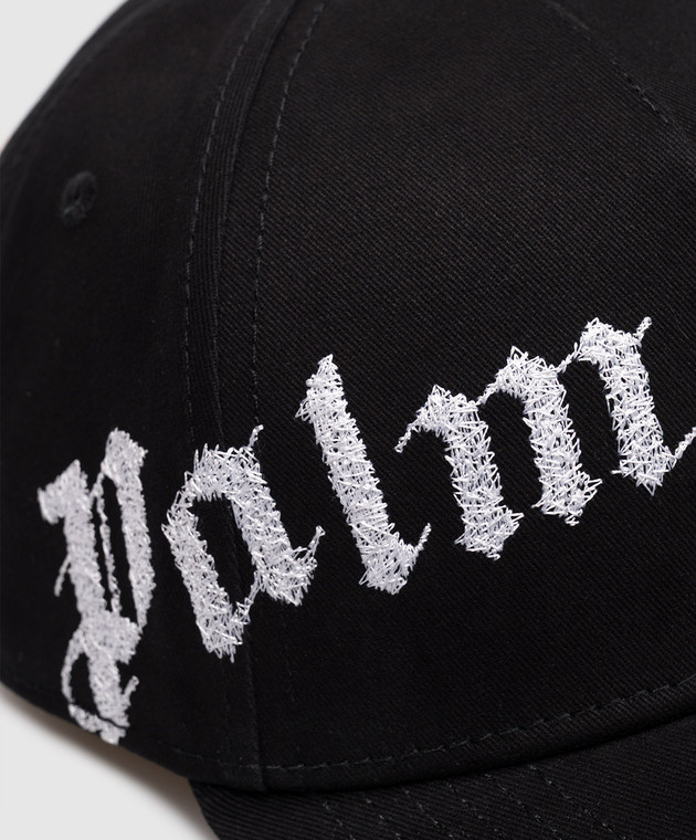 Palm Angels Черная кепка с контрастной вышивкой логотипа PMLB104S26FAB003 изображение 4