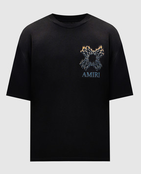 AMIRI Чорна футболка Flames з принтом емблеми AMTOJR1112