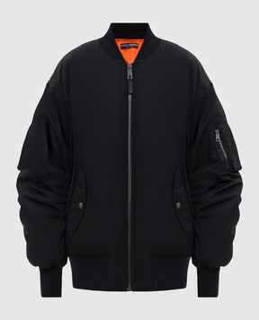 Dolce&Gabbana Чорний бомбер з драпіруванням F9T50THUMV3