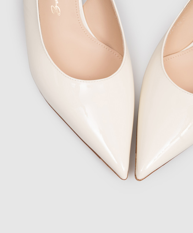 Babe Pay Pls Шкіряні лаковані слінгбеки кольору айворі 215604LA зображення 5