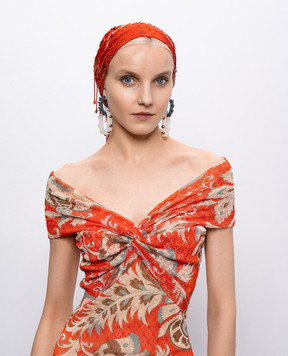 Etro Красный платок из шелка в принт с бахромой WAXA0022AR117