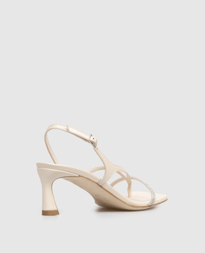 Peserico Бежевые кожаные босоножки с цепочкой мониль E39737C0RCC844