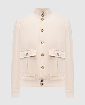 Pini Parma Бежевая куртка с льном BOMBERCOBEI