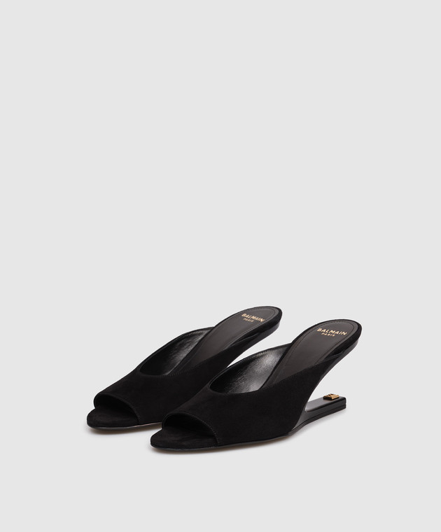 Balmain Черные замшевые мюли GN0UR243LCMK изображение 2