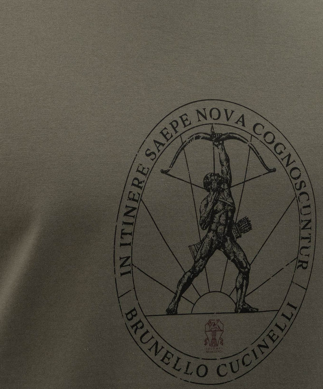 Brunello Cucinelli Футболка цвета хаки с принтом M0B138519 изображение 4