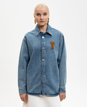 Ami Paris Синя джинсова сорочка з нашивкою UJK897DE0046w