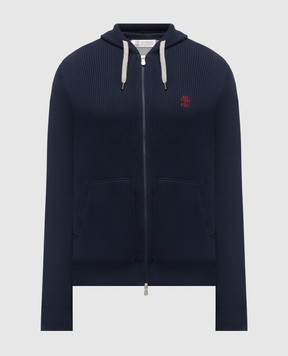 Brunello Cucinelli Синя спортивна куртка з вишивкою емблеми M29200416G