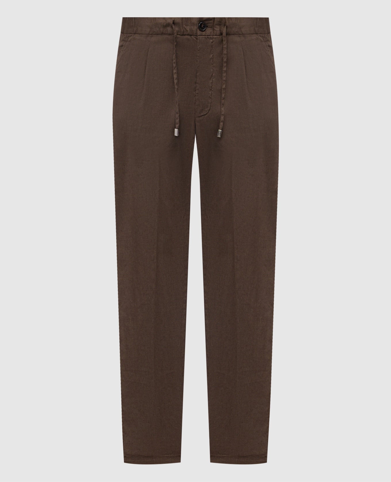 Коричневые брюки с льном