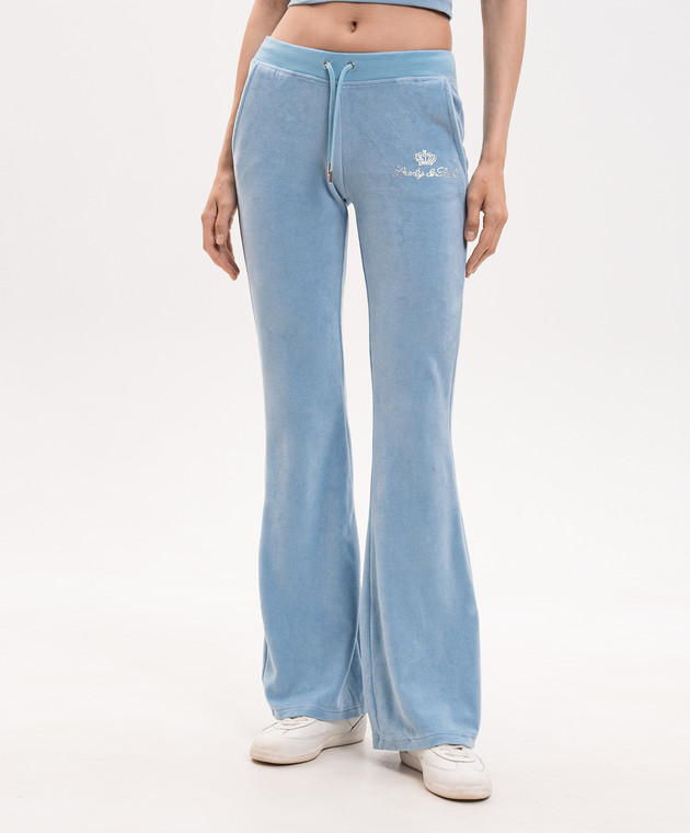 Sporty & Rich Голубые велюровые спортивные штаны Juicy PA067716690BL50 изображение 3