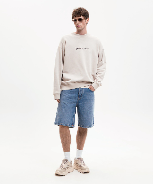 Off-White Бежевий світшот з вишивкою Script Arrow 44MBA054S26F001 зображення 2