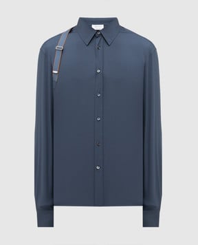 Alexander McQueen Синя сорочка Harness 828170QNAAB