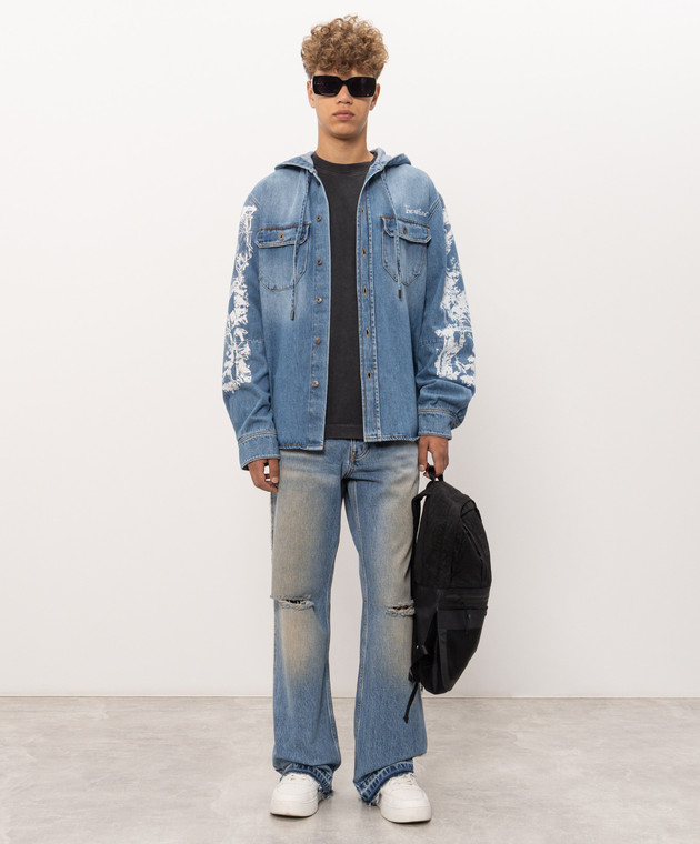 Off-White Сині джинси з проріхами 44MYA19IF26D002 зображення 2
