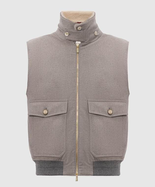 Brunello Cucinelli Сірий пуховий жилет з вовни MM4701624