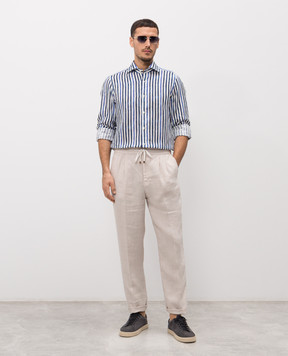 ISAIA Сорочка з льону в смужку CAM196C1075