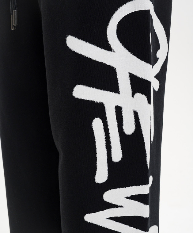 Off-White Черные спортивные брюки с контрастным принтом логотипа 44MCH05AS26F00B изображение 5